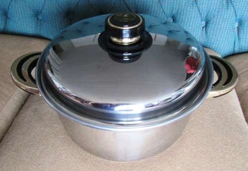24 Carat Gold Plated Waterless Cookware. Loumo 18/10 s/s Lidded Pot. Heavy Bottomed