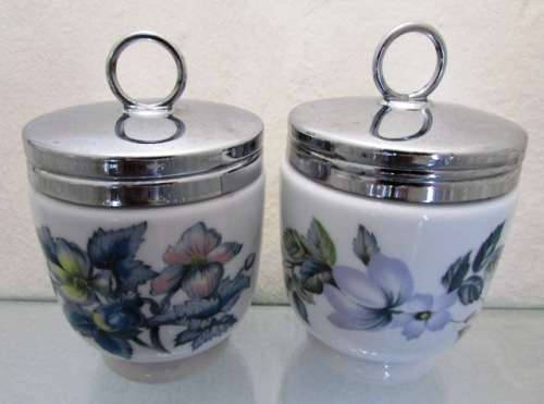 Royal Worcester Pair of Large 'Flower' Egg Coddlers. Porcelain. Made in England.