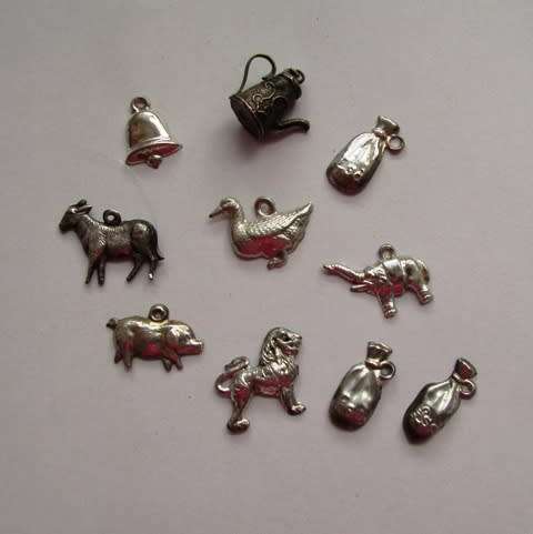 10 x Vintage Silver Christmas Pudding Charms - from back in Grandma's day