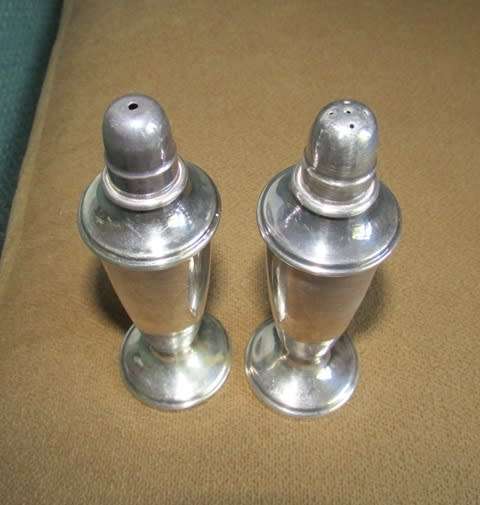 Louise Plate EPNS Salt & Pepper Shakers Vintage approximately 13.5 cms high