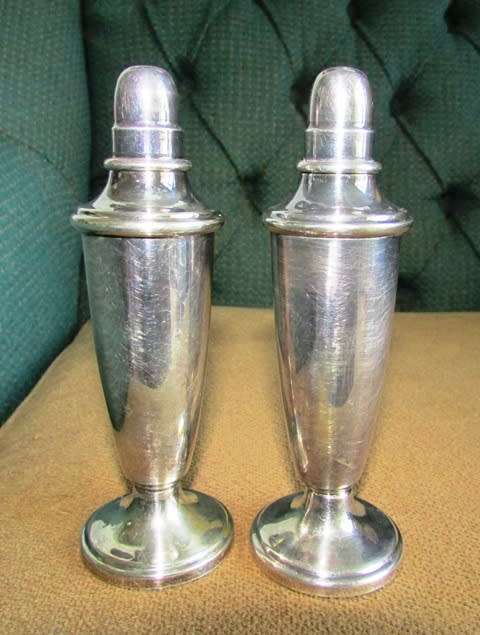 Louise Plate EPNS Salt & Pepper Shakers Vintage approximately 13.5 cms high
