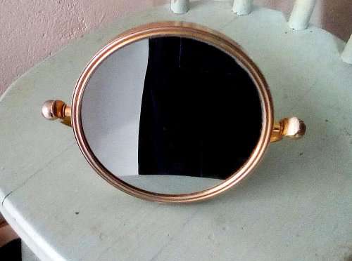Retro vanity tilt mirror on stand magnifying/normal table top make up mirror 14 x 17 cms