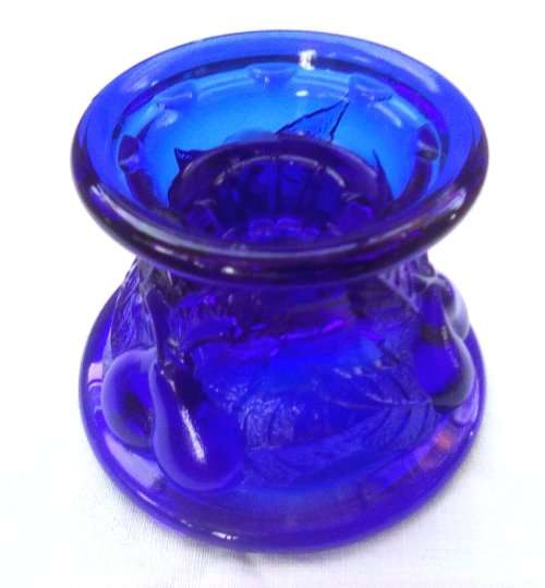 Cobalt blue glass `PEAR` Candle holder FRANCE vintage app. D12 x H8.5 cms