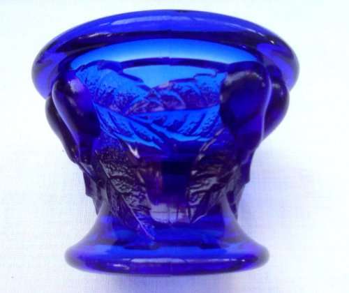 Cobalt blue glass `PEAR` Candle holder FRANCE vintage app. D12 x H8.5 cms