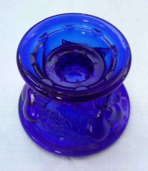 Cobalt blue glass `PEAR` Candle holder FRANCE vintage app. D12 x H8.5 cms