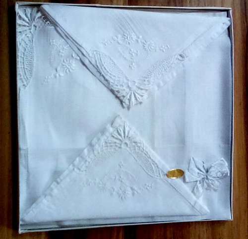 Boxed vintage handkerchiefs x 3 unused Gstaad Switzerland