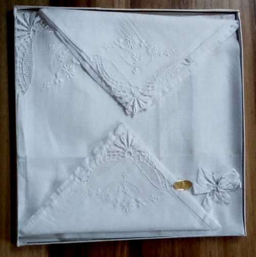 Boxed vintage handkerchiefs x 3 unused Gstaad Switzerland