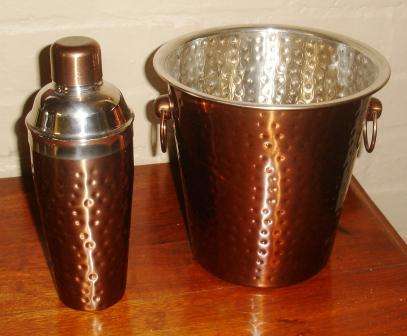 Ice Bucket & Cocktail Shaker."Copper" outer and Stainless Steel inner.