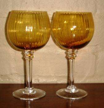 Retro brown glasses x 2. Approx. 20cmH x 10cmd
