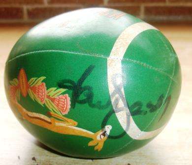 1995 Rugby world cup "souvenir" ball. Signed by Joel Stransky