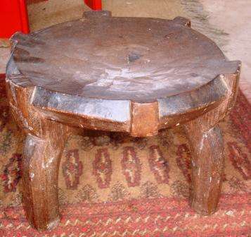 Wooden Hand carved stool.Large.Made in Dares salaam. Circa 1930.Approx. 34D x 25H