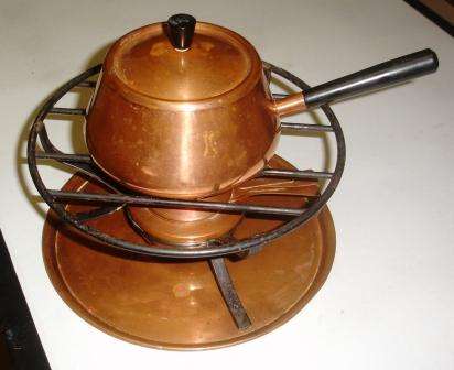Retro copper 'Culinox' fondue set