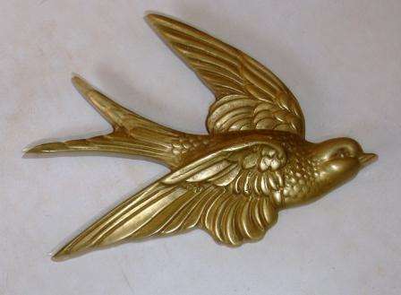 Retro Solid Brass Flying Swallow. approx. 14l x 10.5cmw