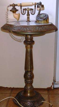 Vintag/art deco French style rotary brass & marble telephone pedestal.Approx. 71cmh x 40d