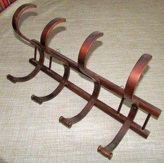 Retro bentwood wall mounted coat rack. Approx. 61cml x 34h x 18d