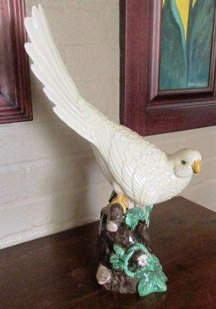Retro ceramic hand painted parrot. Made in Costa Italy. Approx. 50cmh