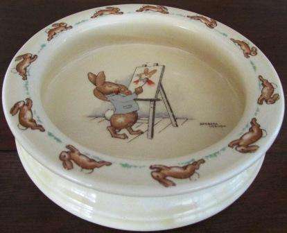 Retro Royal Doulton " bunny Kins Feeding Bowl. Approx. 15.5 D x 3.5 cm H. Signed By Barbara Vernon