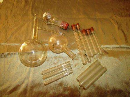 Chemistry Lab Glassware Vintage 14 Pieces " Quick Fit" Made in England.