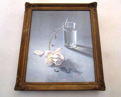 Vintage TRETCHICOFF Framed. Print under glass " Weeping Rose " Circa 1954. Approx. 30 x 27 cm