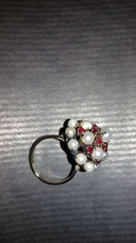 Yellow Gold THAI PRINCESS Ring with Rubies and Pearls