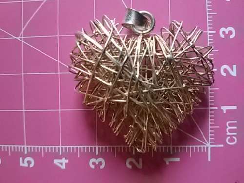 LARGE STERLING SILVER WIRE HEART PENDANT
