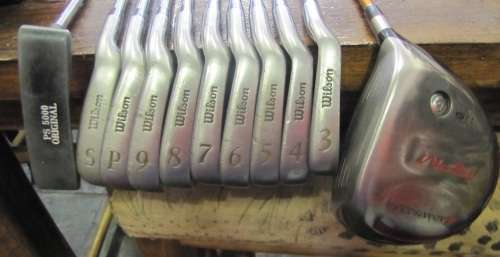 WILSON ULTRA 3-SW R-FLEX STEEL SHAFT IRONS, PS500 PUTTER AND ADAMS RPM DRAW DRIVER