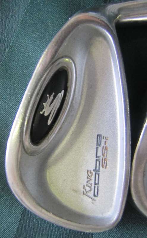 KING COBRA SS-i 3-9 IRONS + 55 DEGREE WEDGE, CLEVELAND GRIPS AND COBRA R-FLEX STEEL SHAFTS