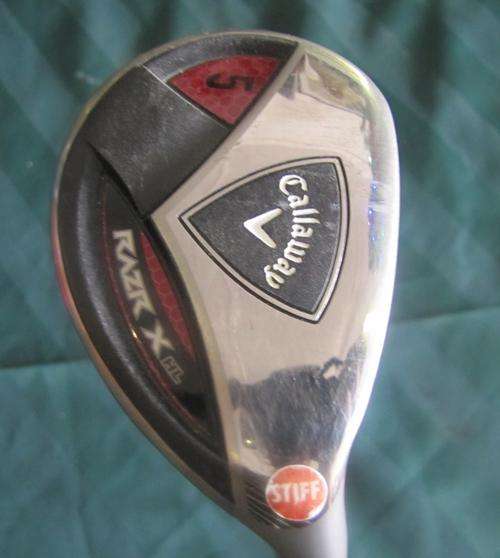 CALLAWAY RAZR X HL 5 HYBRID, ORIGINAL GRIP, HEAD COVER AND S-FLEX GRAPHITE SHAFT