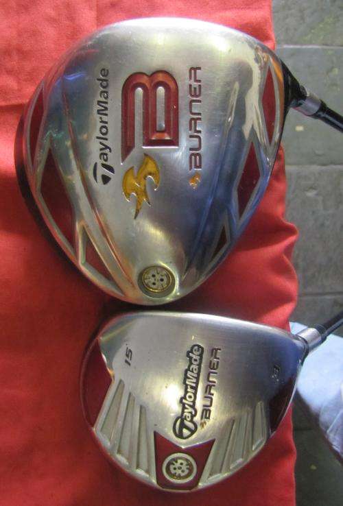 TAYLOR MADE BURNER 9.5 DEGREE DRIVER S-FLEX GRAPHITE SHAFT, TAYLOR MADE BURNER 3 WOOD R-FLEX SHAFT