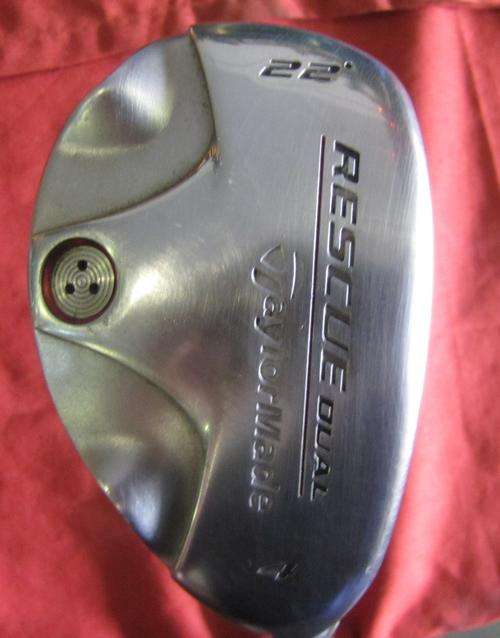 TAYLOR MADE RESCUE DUAL 22 DEGREE HYBRID WITH HEAD COVER, TAYLOR MADE R-FLEX SHAFT  TAYLOR MADE GRIP