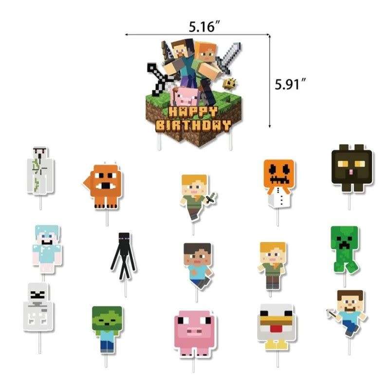 Minecraft Virtual Game Kids Party Decoration Set 39pcs