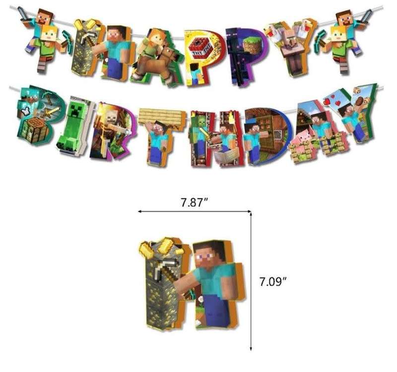 Minecraft Virtual Game Kids Party Decoration Set 39pcs