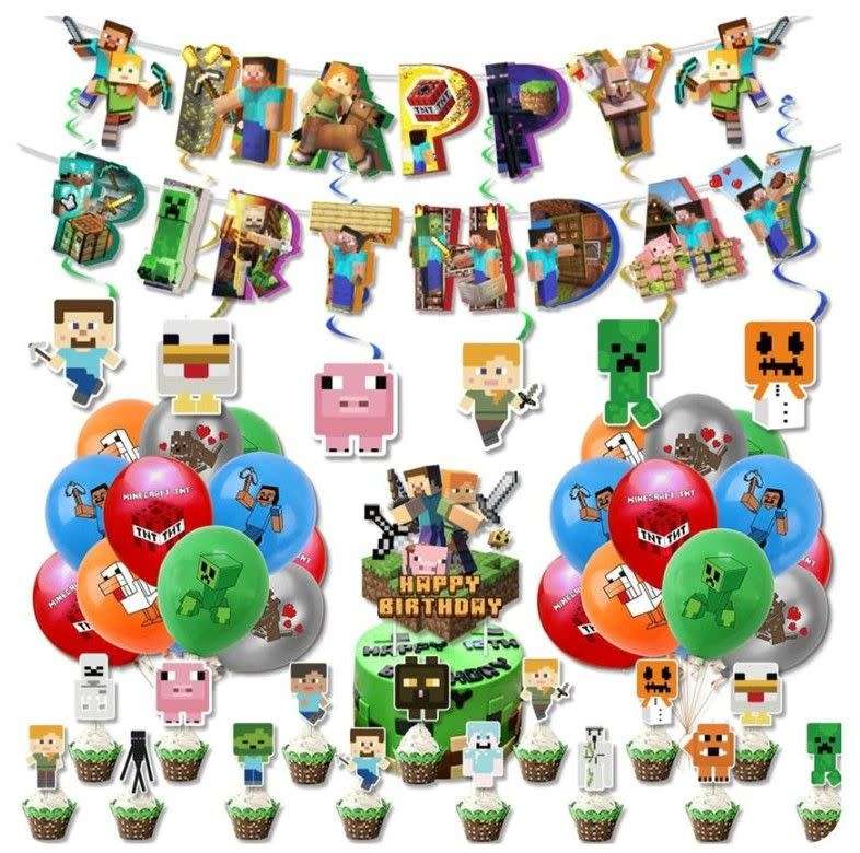 Minecraft Virtual Game Kids Party Decoration Set 39pcs