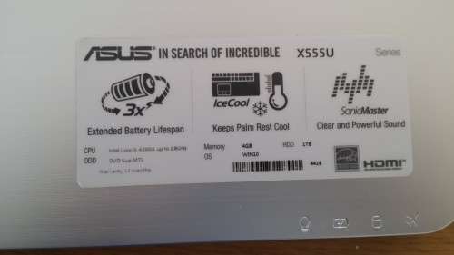 15.6" Asus x555ua, i5 6th Gen, 4gb Ram, 1Tb Hdd