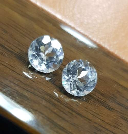 8.00 mm 2 pcs 5.28 cts Round Natural Brilliant Cut Best AAA White Topaz Flawless-VVS1