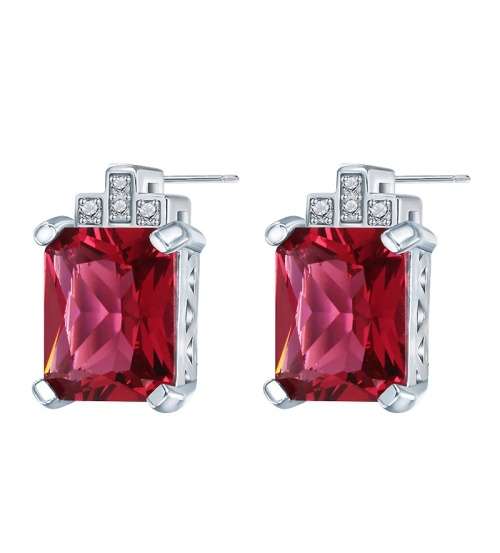 Misso Classic Red Crystal Sapphire Gem Ring,Earrings and Pendant Set Gold Plated Wedding Ring