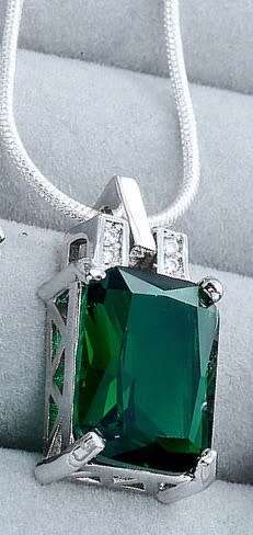 Misso Classic Green Crystal Sapphire Gem Pendant