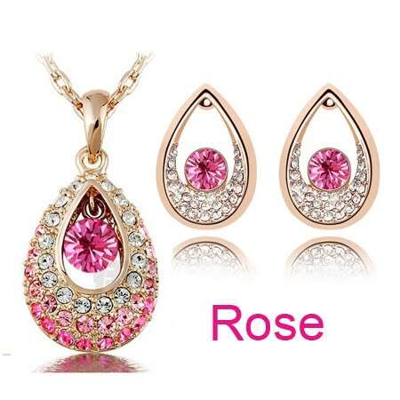 Angel water Pink Rhinestones Pendant with chain