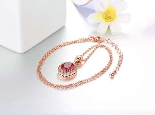 Villa Rose Rose gold Ruby Red Austrian Crystal jewelry set 3pcs ring + necklace earrings for woman