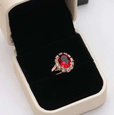 Villa Rose Rose gold Ruby Red Austrian Crystal jewelry set 3pcs ring + necklace earrings for woman