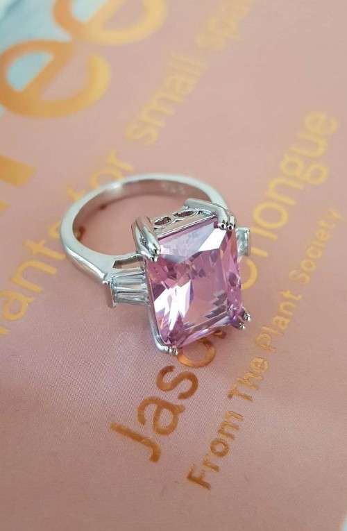 La Vu Pink Crystal Sapphire Gem  Gold Plated Wedding Ring