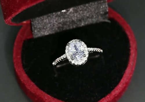 Oval Crystal Promise Rings Rose Wedding Engagement Ring