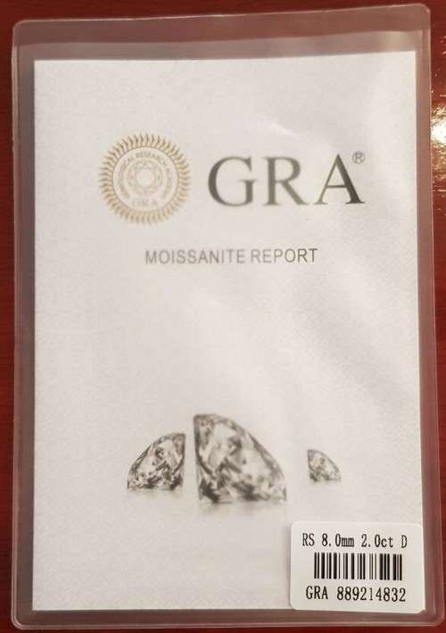 Certified Moissanite 2 carat  D/VVSI 8mm Round Brilliant cut