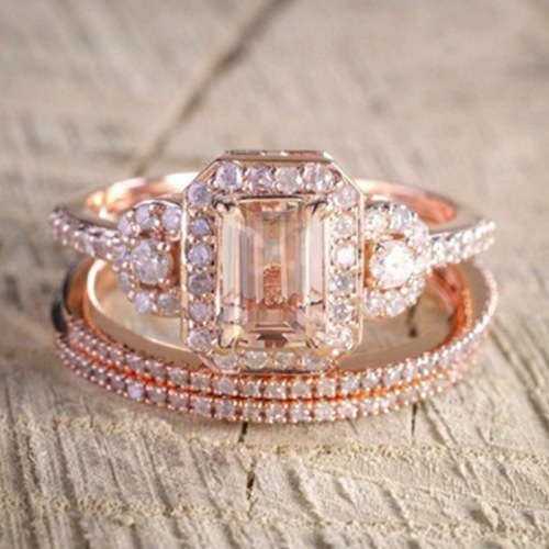 Milangirl 2pcs/set Fashion Women Rings set  Jewelry Shiny CZ Crystals