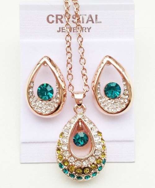 Angel water Blue/Green Rhinestones Earrings, Pendant fashion Jewelry set