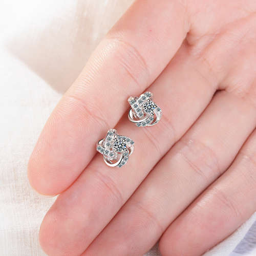 Four Leaf Clover Choker Earrings  Flower 925 Sterling Silver Jewelry
