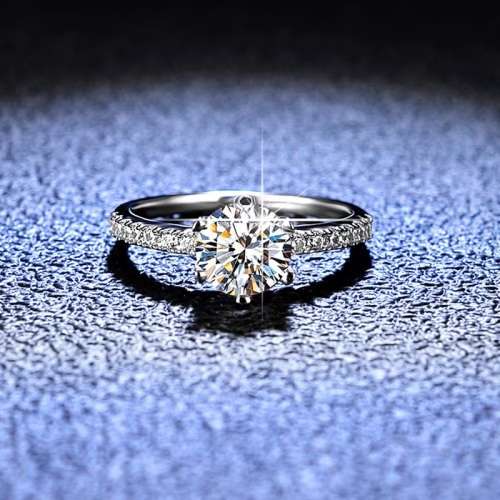 1 CT Moissanite D/VVS Round Cut Promise Ring White Gold Colour 925 Sterling Silver **Certified*