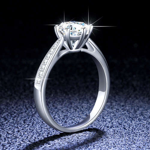 Smyoue 1 CT Moissanite D/VVS Round Cut  Ring  925 Sterling Silver **Certified*