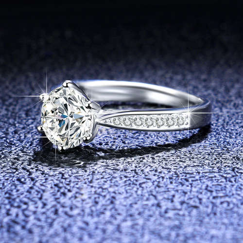 Smyoue 1 CT Moissanite D/VVS Round Cut  Ring  925 Sterling Silver **Certified*