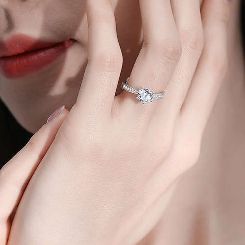 Smyoue 1 CT Moissanite D/VVS Round Cut  Ring  925 Sterling Silver **Certified*